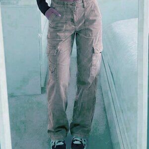 American Eagle Cargo Pants 4 | Wide Leg Olive/Army Green Utility Y2K Streetwear